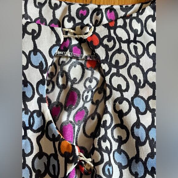 60s Vintage Nylon A Line Mini Dress with Funky Pattern - Picture 4 of 7